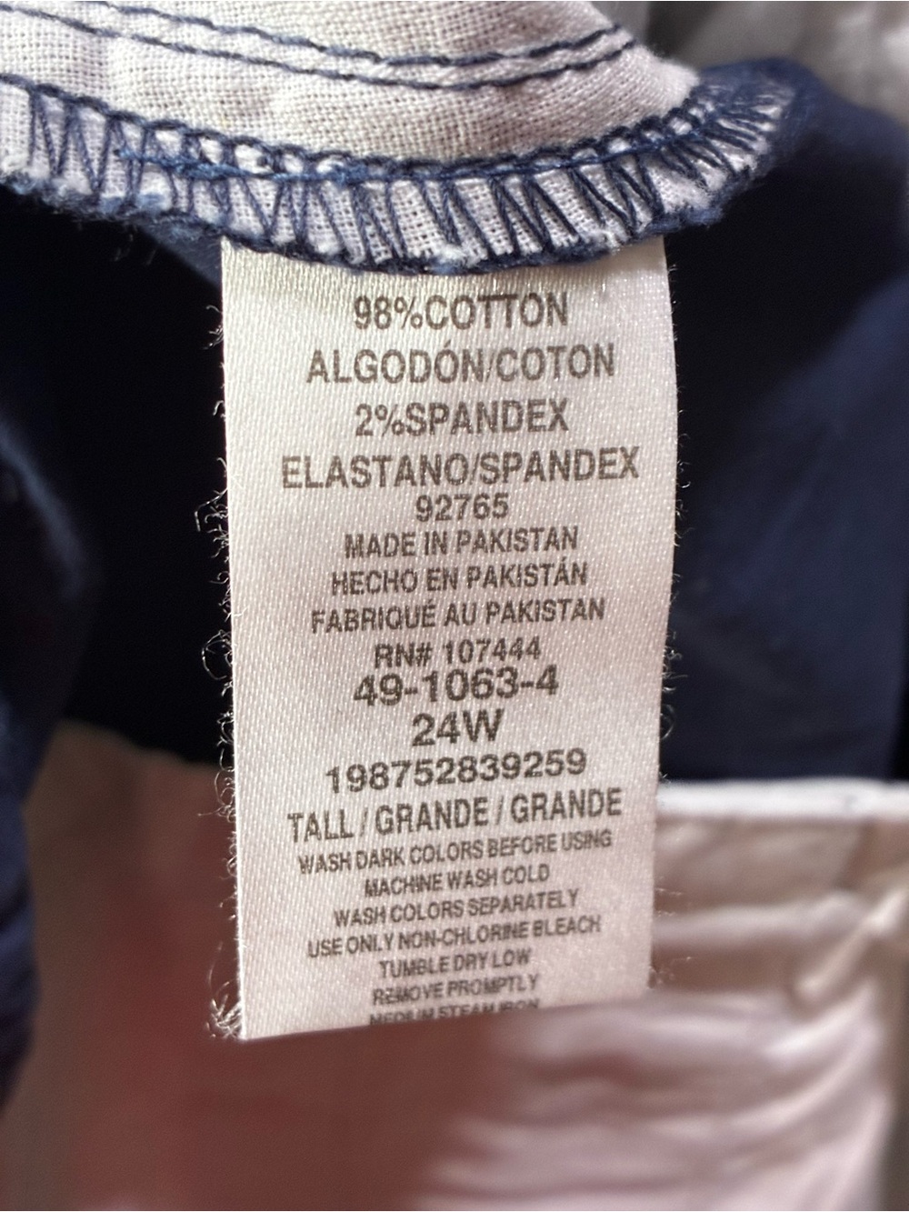 3For$20 Jessica London Navy Blue Chino Pants size: 24W Tall New - Picture 4 of 5